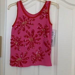 Haven Bleu pink and red sequins tank top. Sz M
